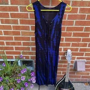 Edgy jersey blue and black laced dress